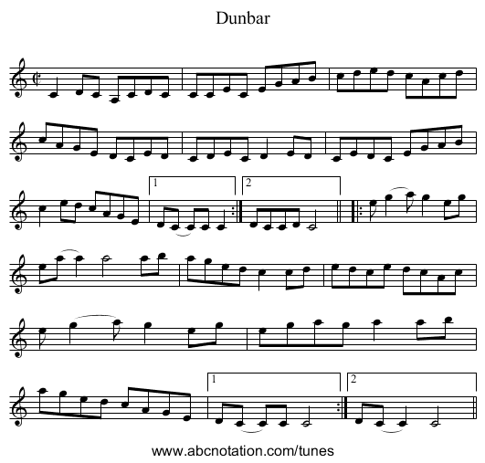 Dunbar - staff notation