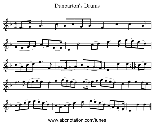 Dunbarton's Drums - staff notation