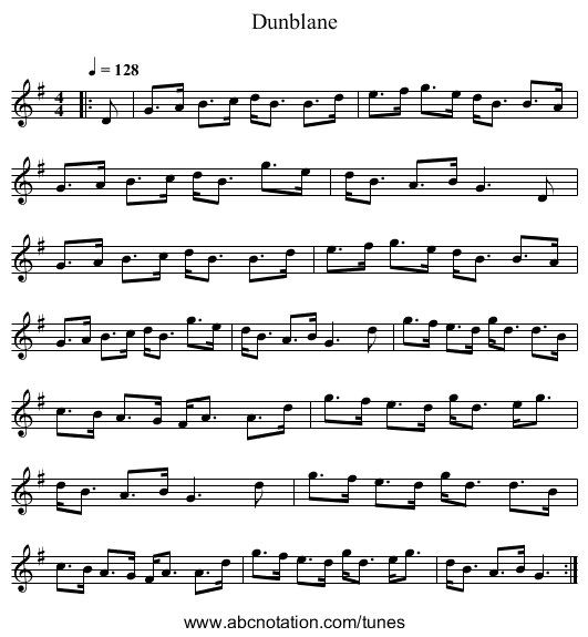 Dunblane - staff notation