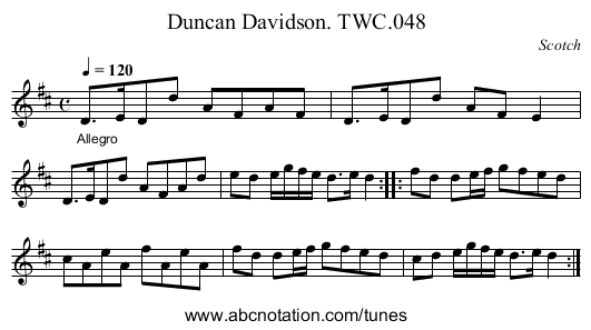 Duncan Davidson. TWC.048 - staff notation