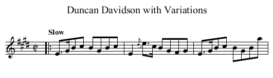 Duncan Davidson with Variations - staff notation