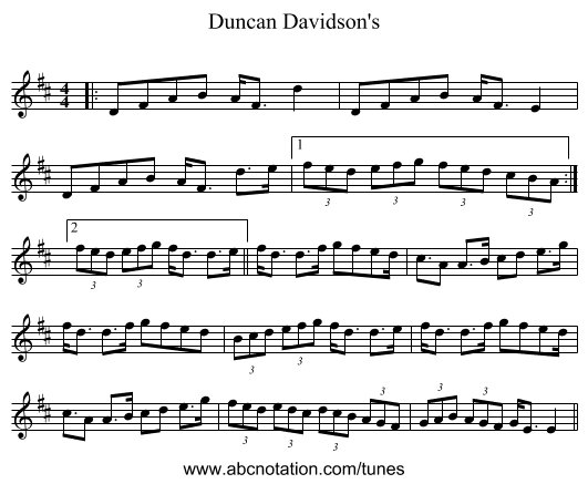 Duncan Davidson's - staff notation