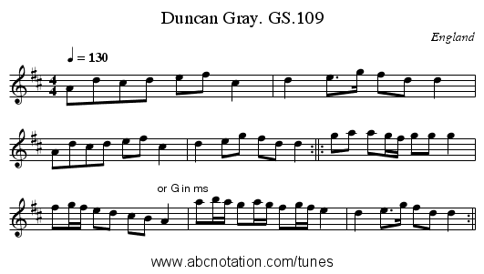 Duncan Gray. GS.109 - staff notation