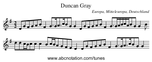 Duncan Gray - staff notation
