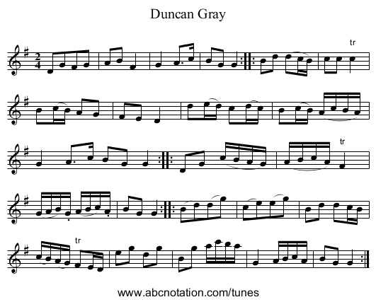 Duncan Gray - staff notation