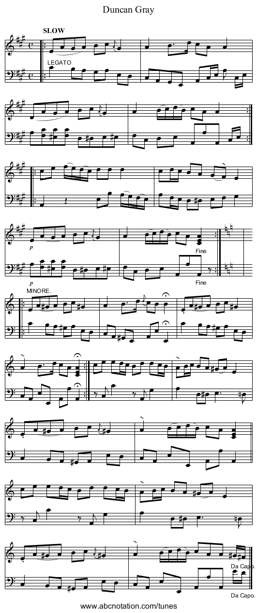 Duncan Gray - staff notation