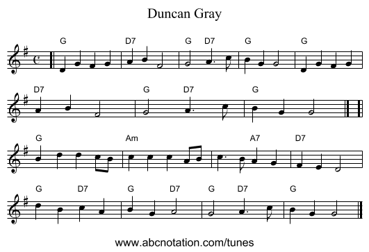 Duncan Gray - staff notation