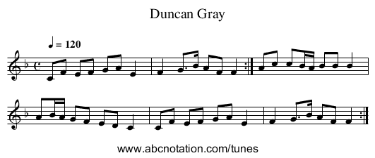 Duncan Gray - staff notation