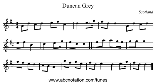 Duncan Grey - staff notation
