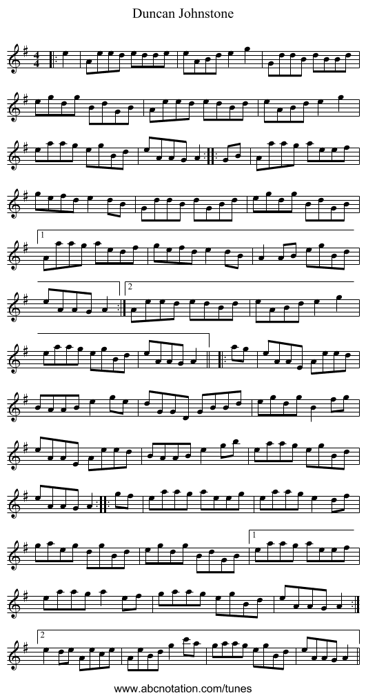 Duncan Johnstone - staff notation