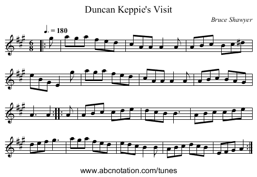 Duncan Keppie's Visit - staff notation