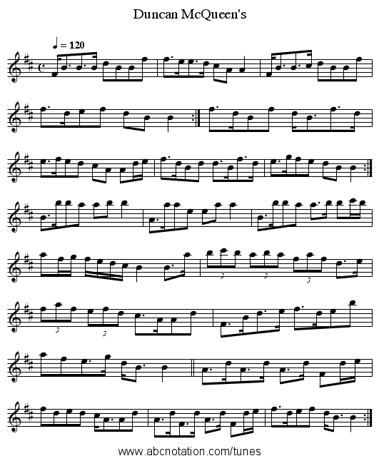 Duncan McQueen's - staff notation