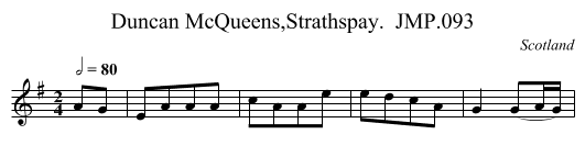 Duncan McQueens,Strathspay.  JMP.093 - staff notation