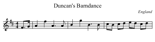 Duncan's Barndance - staff notation