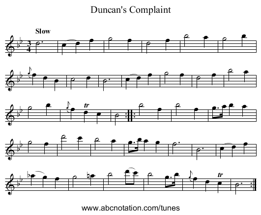 Duncan's Complaint - staff notation