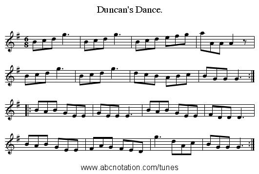 Duncan's Dance. - staff notation