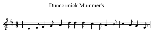 Duncormick Mummer's - staff notation