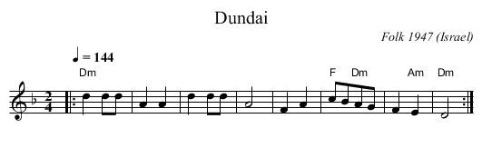 Dundai - staff notation