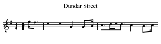 Dundar Street - staff notation