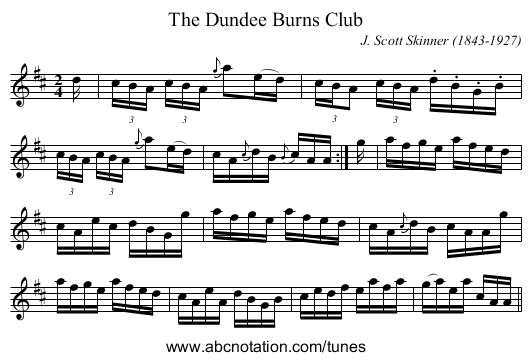 Dundee Burns Club, The - staff notation