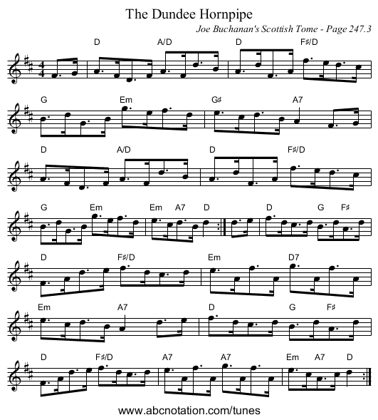 Dundee Hornpipe, The - staff notation
