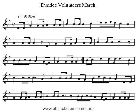 Dundee Volunteers March. - staff notation