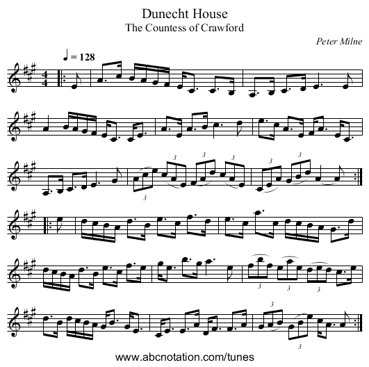 Dunecht House - staff notation