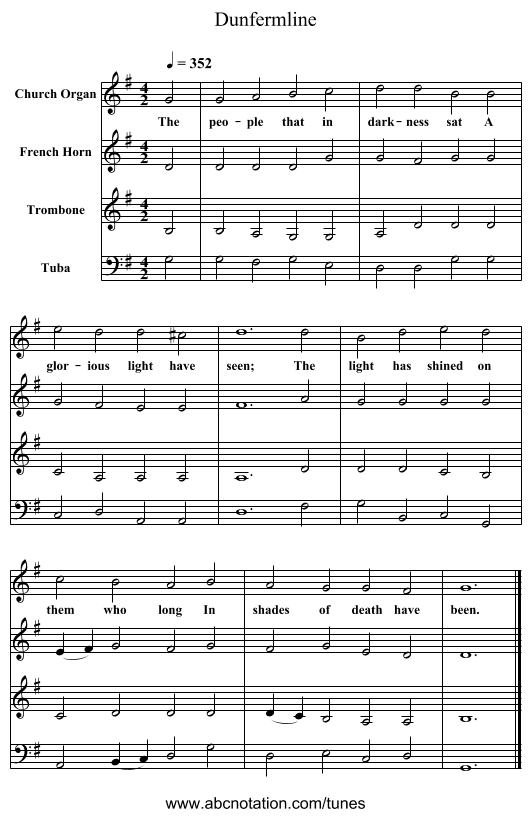 Dunfermline - staff notation