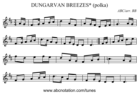 DUNGARVAN BREEZES* (polka) - staff notation