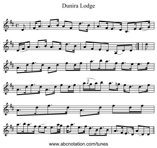 Dunira Lodge - staff notation