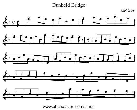 Dunkeld Bridge - staff notation