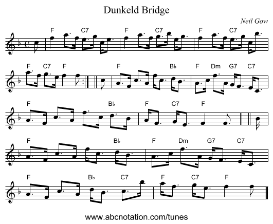 Dunkeld Bridge - staff notation