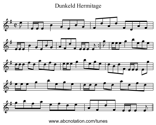Dunkeld Hermitage - staff notation