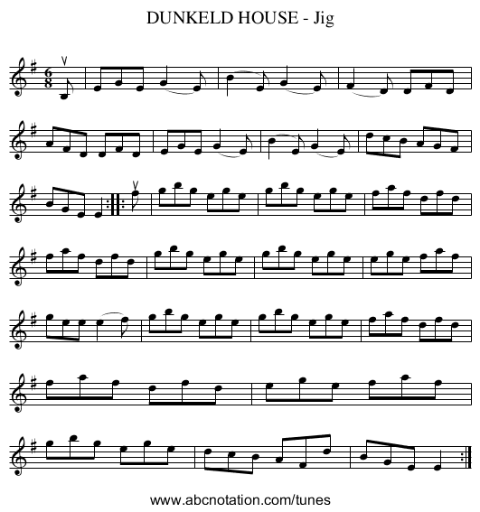 DUNKELD HOUSE - Jig - staff notation