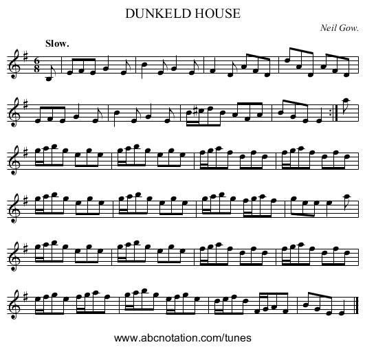 DUNKELD HOUSE - staff notation