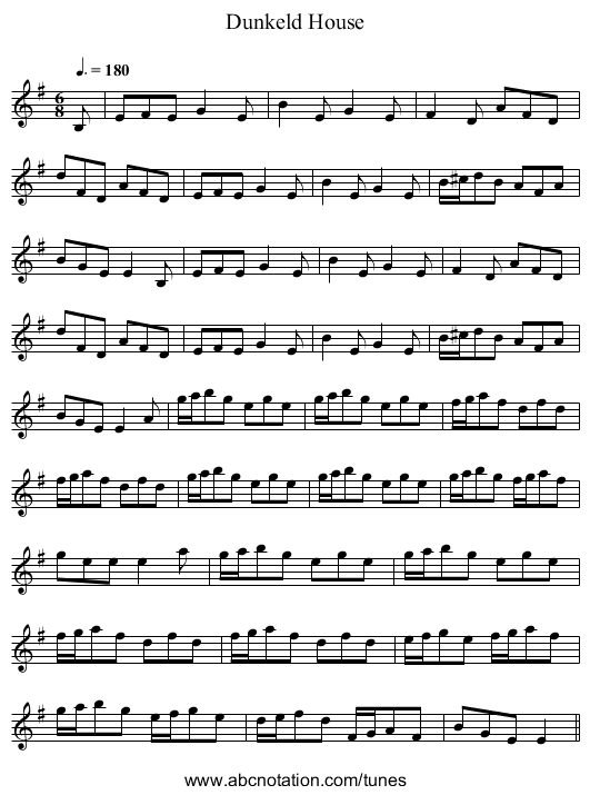 Dunkeld House - staff notation