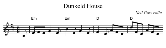 Dunkeld House - staff notation