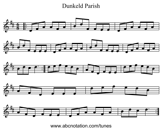 Dunkeld Parish - staff notation