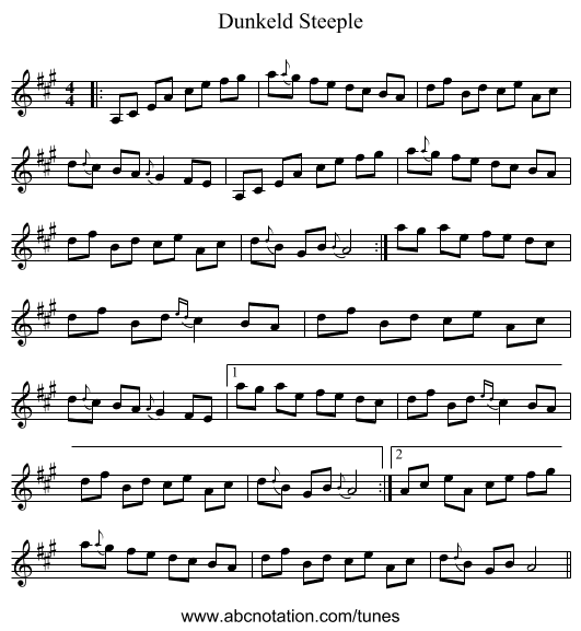 Dunkeld Steeple - staff notation