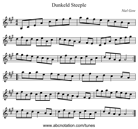 Dunkeld Steeple - staff notation