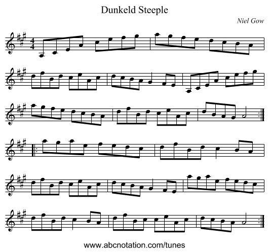 Dunkeld Steeple - staff notation