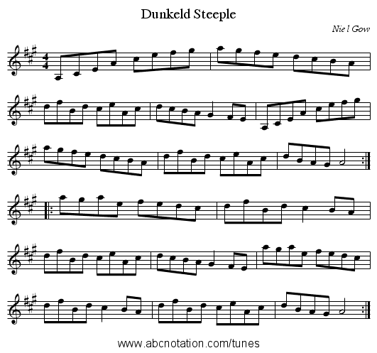 Dunkeld Steeple - staff notation