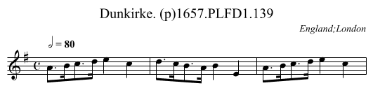 Dunkirke. (p)1657.PLFD1.139 - staff notation