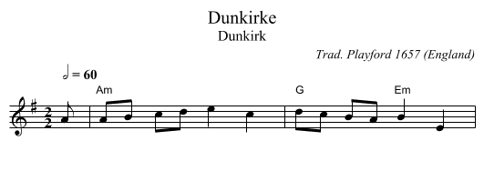Dunkirke - staff notation