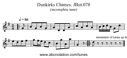 Dunkirks Chimes. JBut.078 - staff notation