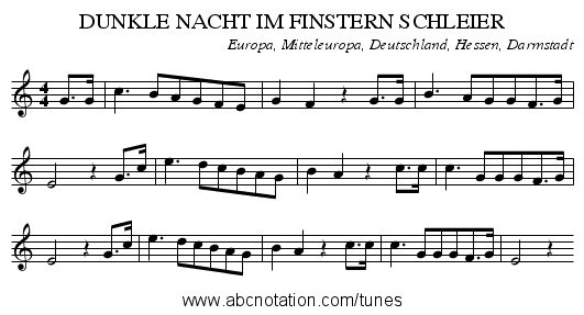 DUNKLE NACHT IM FINSTERN SCHLEIER - staff notation