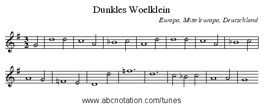 Dunkles Woelklein - staff notation