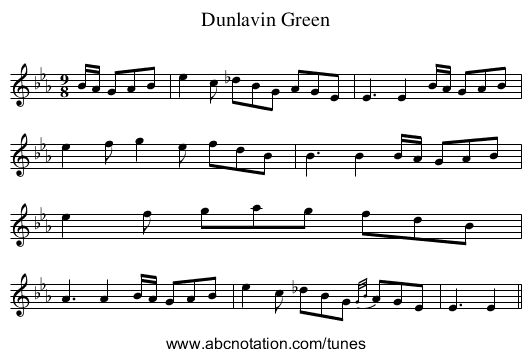 Dunlavin Green - staff notation