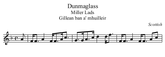 Dunmaglass - staff notation