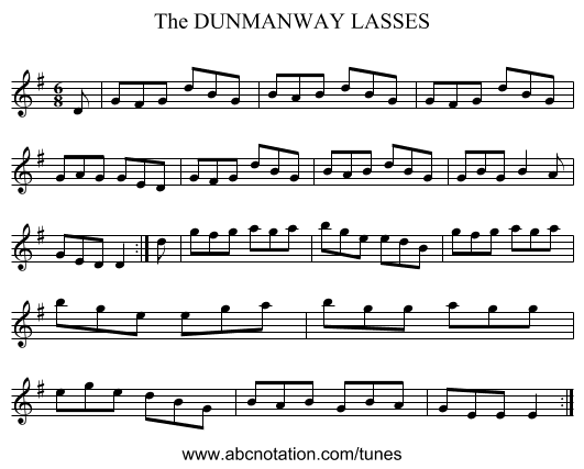 DUNMANWAY LASSES, The - staff notation